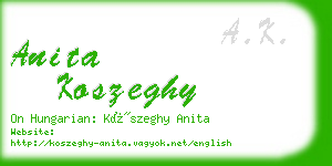 anita koszeghy business card